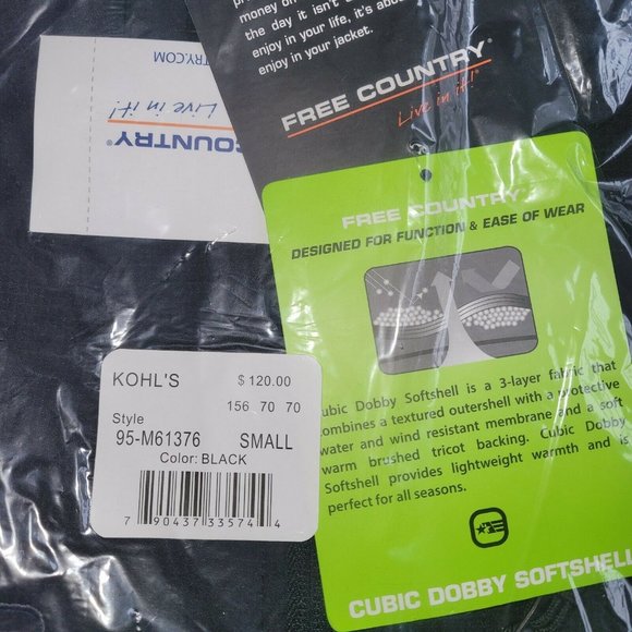 Free Country Coat Black Size S Men's Cubic Dobby Softshell New with Tags - Picture 4 of 16